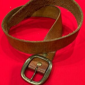 Lucky Brand Tan Leather Belt with Antique Brass Buckle